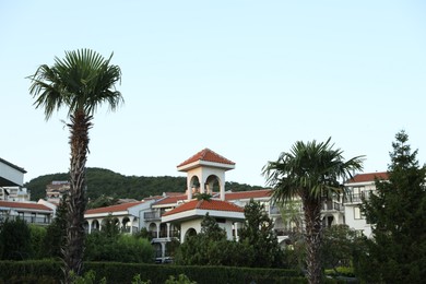 Photo of Sveti Vlas, Bulgaria - July 11, 2025: Hotel buildings and palm trees outdoors