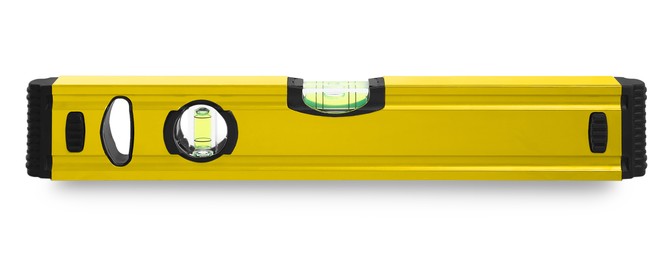 Image of Yellow bubble level isolated on white. Building measuring instrument