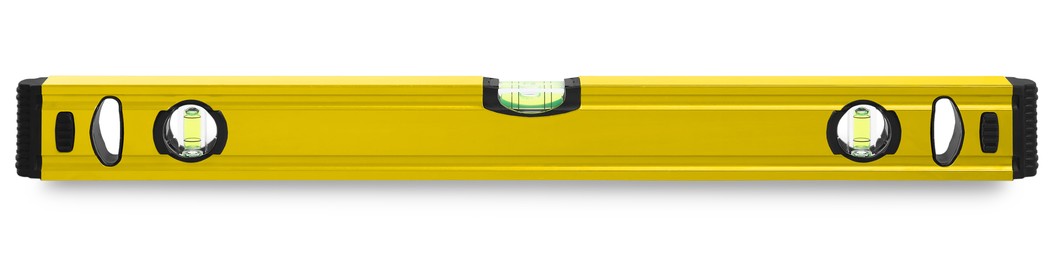Image of Yellow bubble level isolated on white. Building measuring instrument