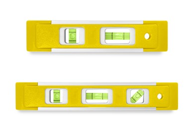 Image of Yellow bubble levels isolated on white, set. Building measuring instrument