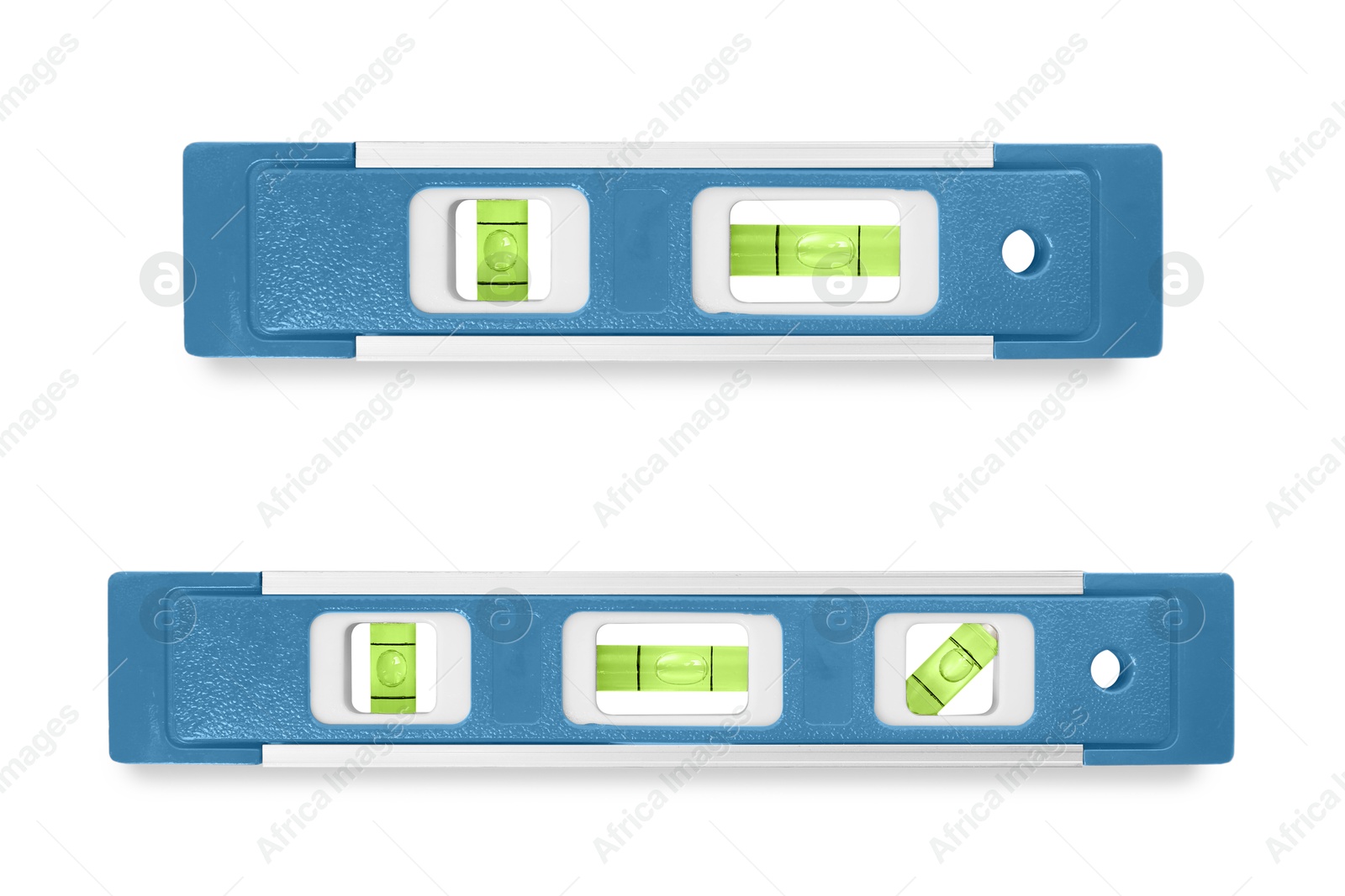 Blue bubble levels isolated on white, set. Building measuring instrument Image of Blue bubble levels isolated on white, set. Building measuring instrument