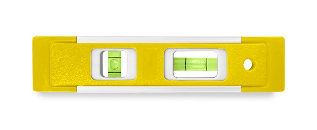 Image of Yellow bubble level isolated on white. Building measuring instrument