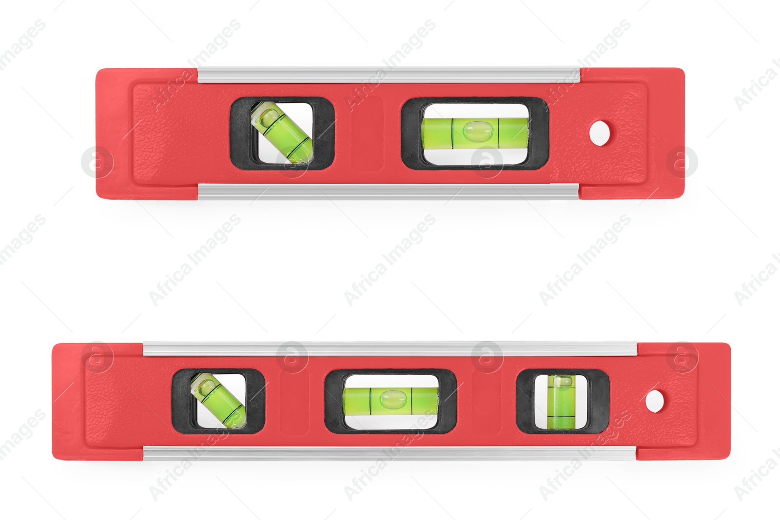 Red bubble levels isolated on white, set. Building measuring instrument Image of Red bubble levels isolated on white, set. Building measuring instrument