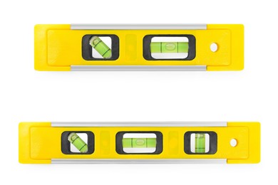 Image of Yellow bubble levels isolated on white, set. Building measuring instrument