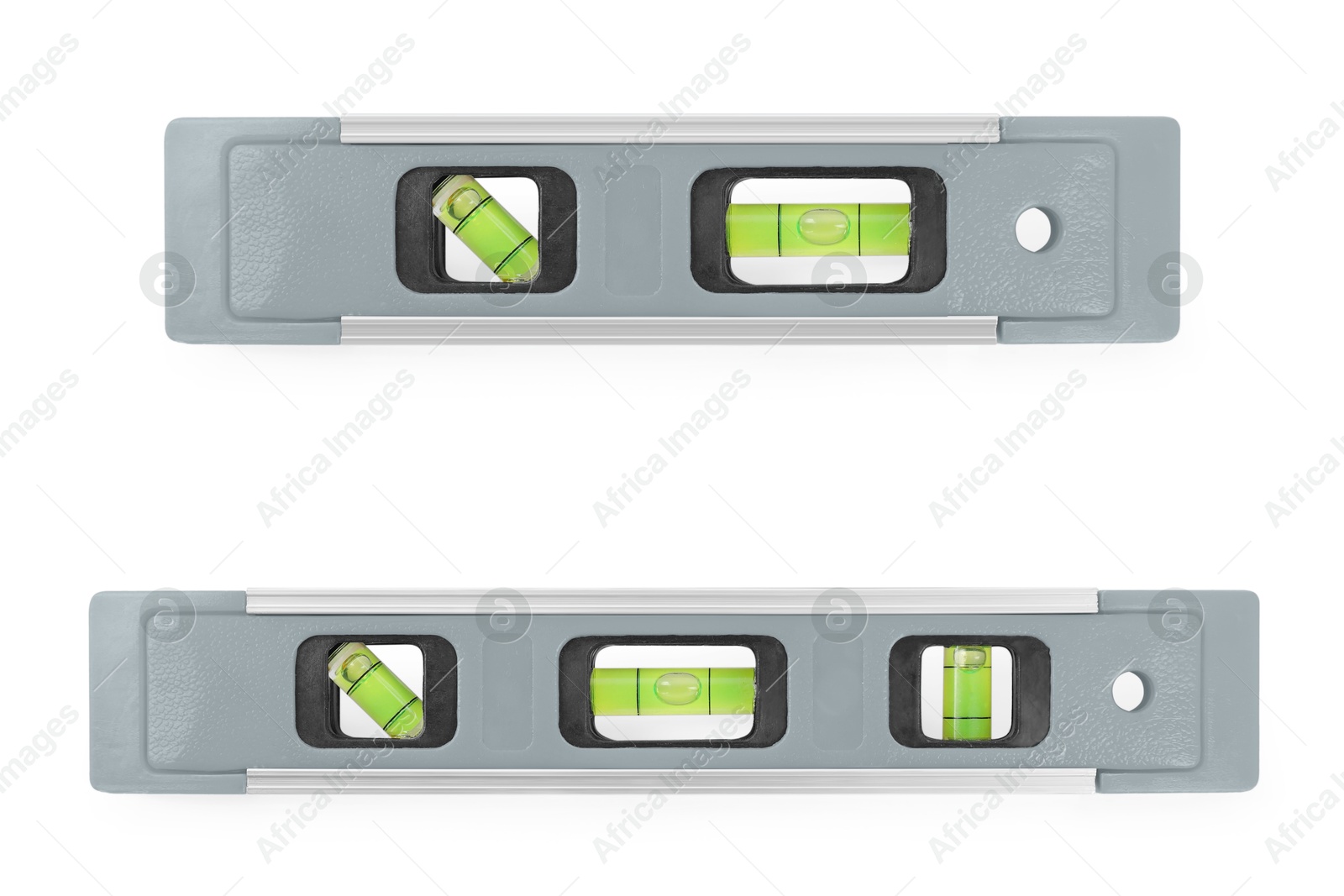 Grey bubble levels isolated on white, set. Building measuring instrument Image of Grey bubble levels isolated on white, set. Building measuring instrument