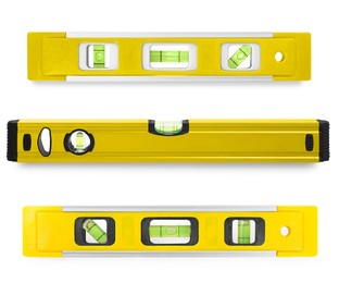 Image of Yellow bubble levels isolated on white, set. Building measuring instrument