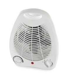 Photo of Modern electric fan heater isolated on white