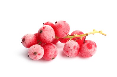 Photo of Red frozen currant berries isolated on white