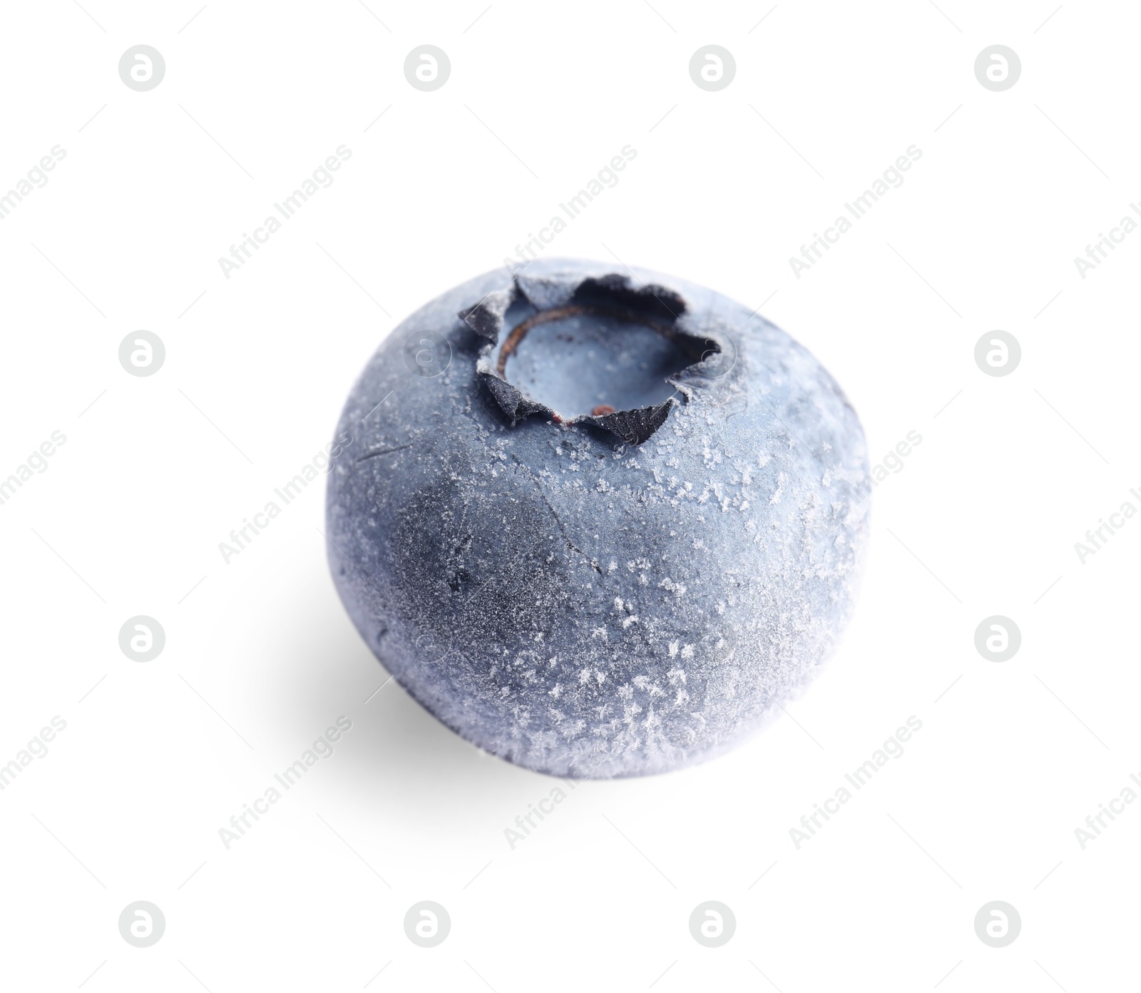 Photo of One ripe frozen blueberry isolated on white