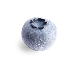 Photo of One ripe frozen blueberry isolated on white