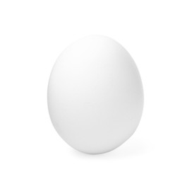 Photo of One raw chicken egg isolated on white