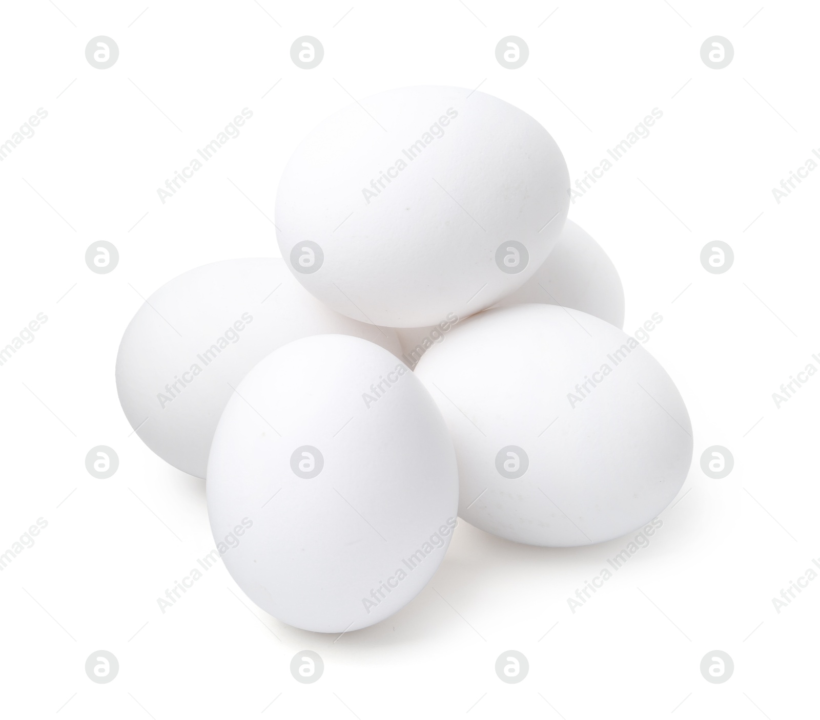 Many raw chicken eggs isolated on white Photo of Many raw chicken eggs isolated on white