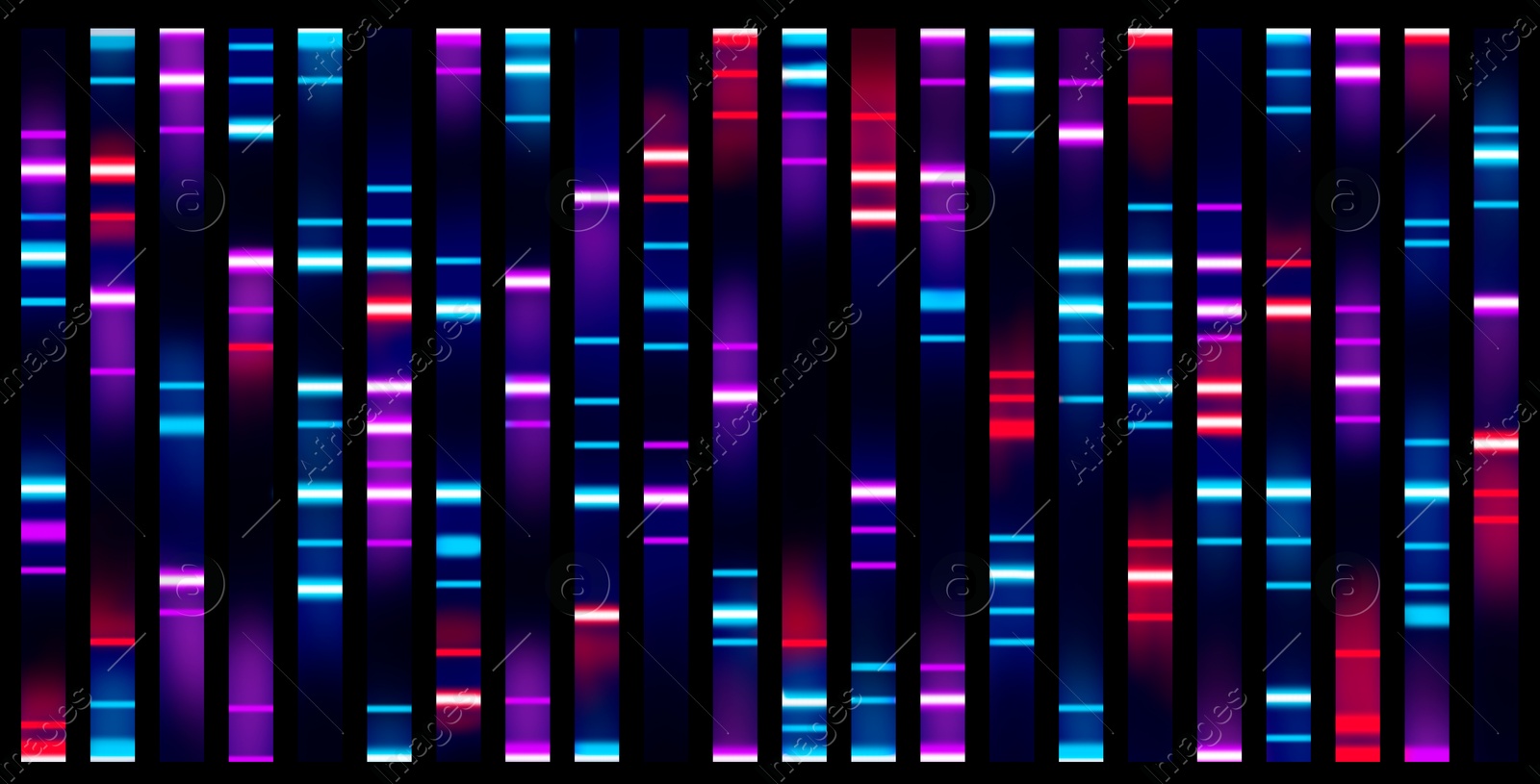 Illustration of DNA sequencing result, visualisation. Researches in genetics