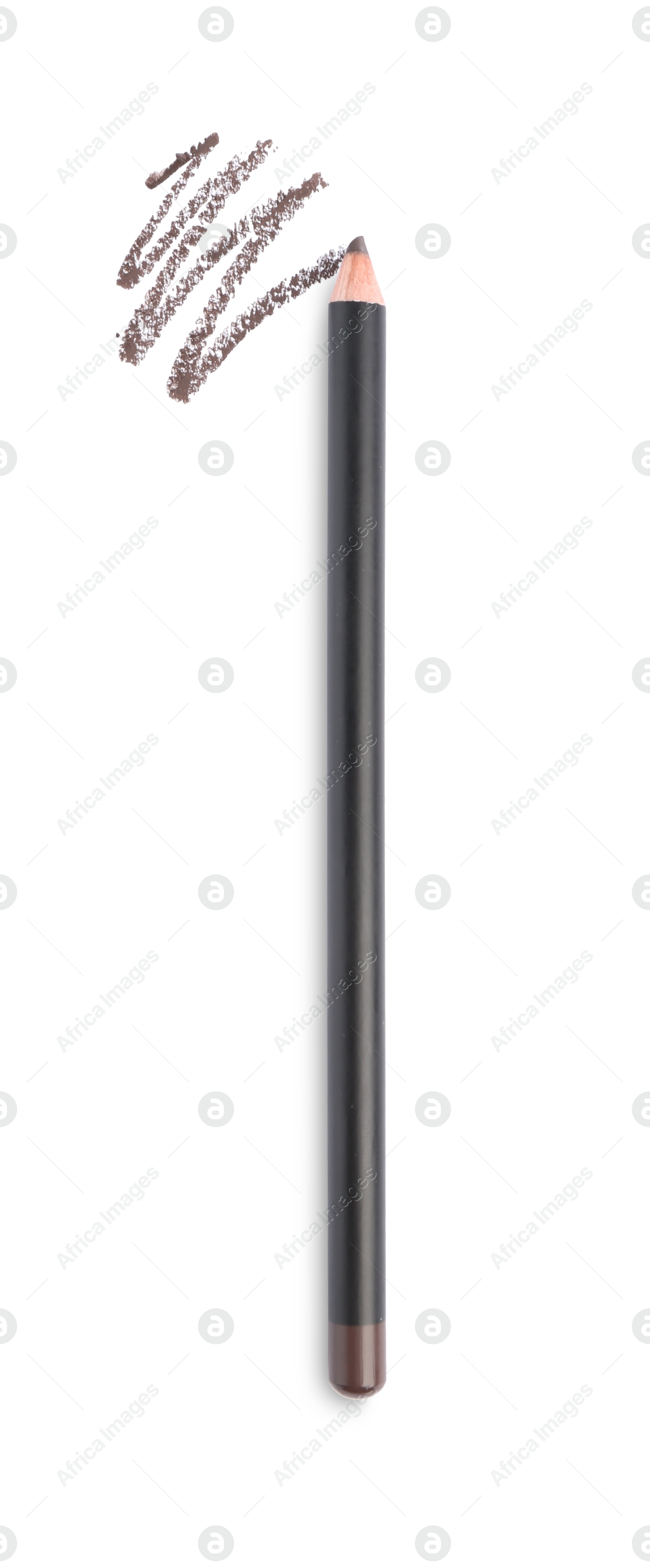 Eyebrow pencil and strokes isolated on white, top view Photo of Eyebrow pencil and strokes isolated on white, top view
