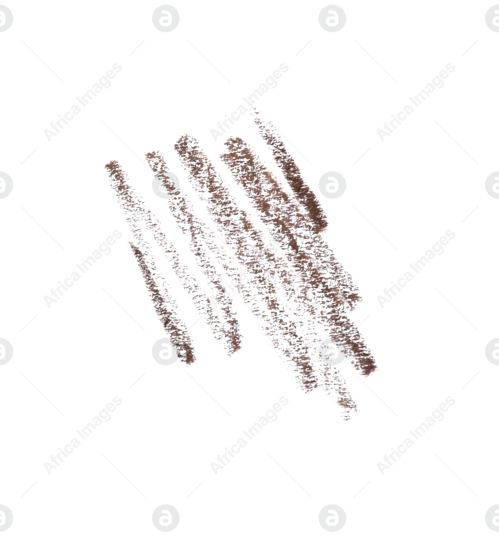 Photo of Brown eyebrow pencil strokes isolated on white, top view