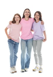 Photo of Portrait of happy friends on white background