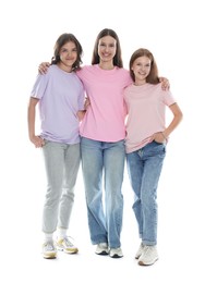Photo of Portrait of happy friends on white background