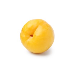 Photo of One yellow cherry plum isolated on white