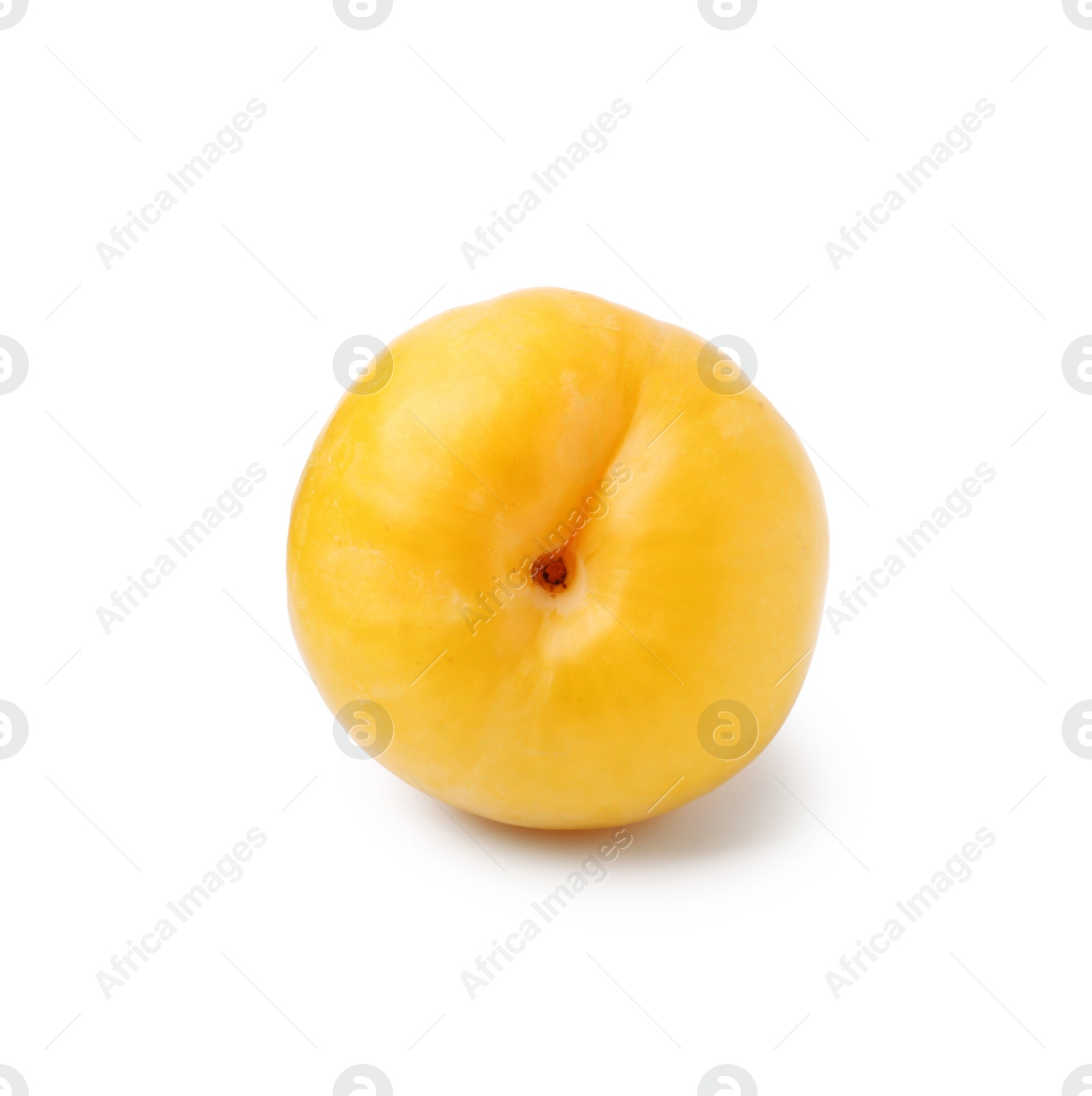 One yellow cherry plum isolated on white Photo of One yellow cherry plum isolated on white