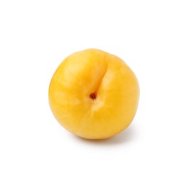 Photo of One yellow cherry plum isolated on white