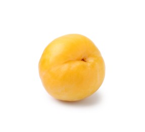 Photo of One yellow cherry plum isolated on white