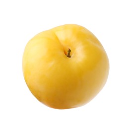 Photo of One yellow cherry plum isolated on white
