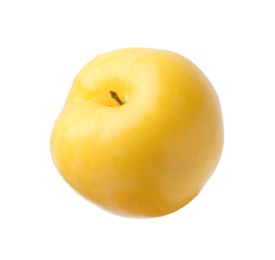 Photo of One yellow cherry plum isolated on white