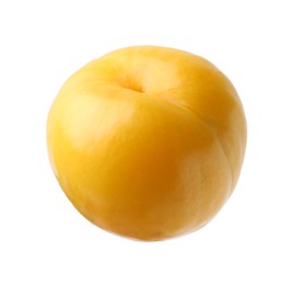 Photo of One yellow cherry plum isolated on white
