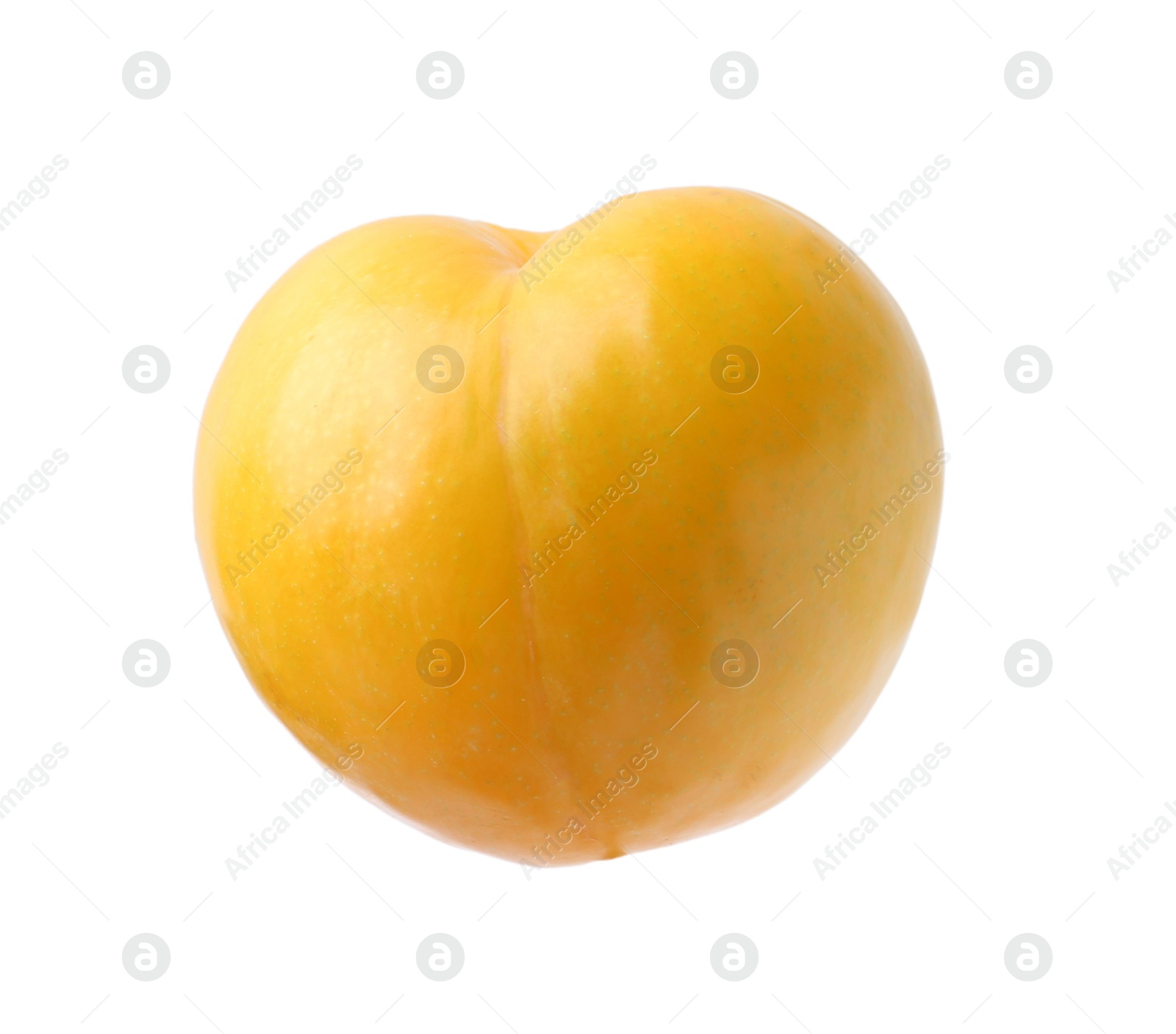 One yellow cherry plum isolated on white Photo of One yellow cherry plum isolated on white