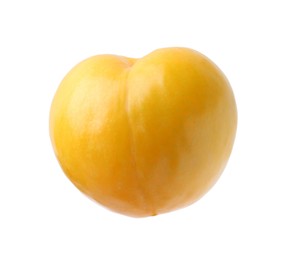 Photo of One yellow cherry plum isolated on white