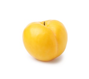 Photo of One yellow cherry plum isolated on white