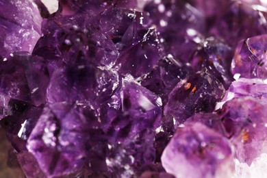 Photo of Aura. Beautiful amethyst as background, closeup view