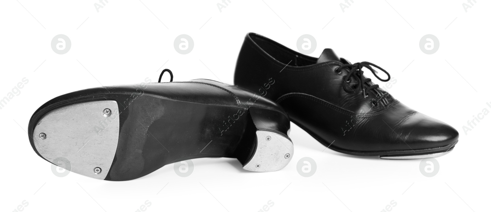 Photo of Pair of tap shoes isolated on white. Tap dance