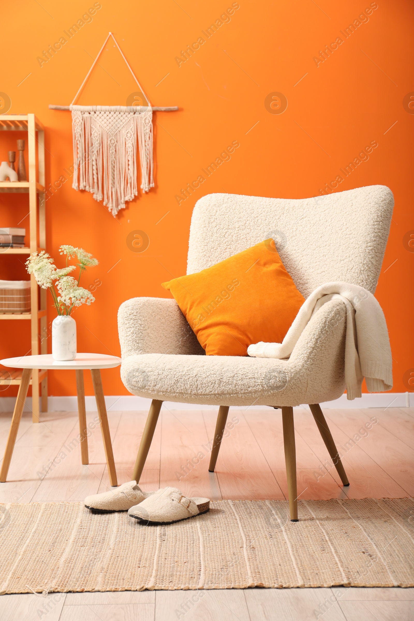 Photo of Comfortable armchair in living room. Interior design