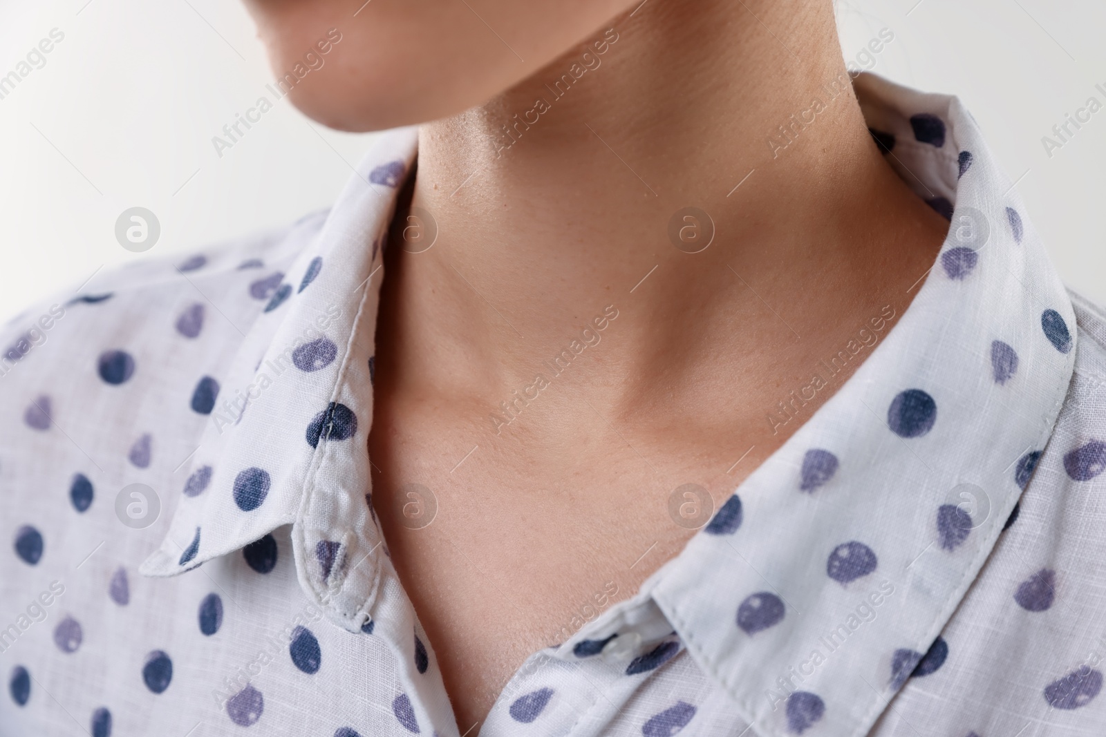Photo of Closeup view of woman on light background