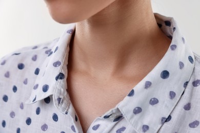 Photo of Closeup view of woman on light background