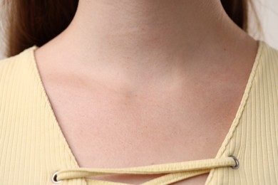 Photo of Closeup view of woman with healthy skin