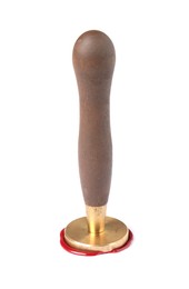Photo of Sealing with wax stamp isolated on white