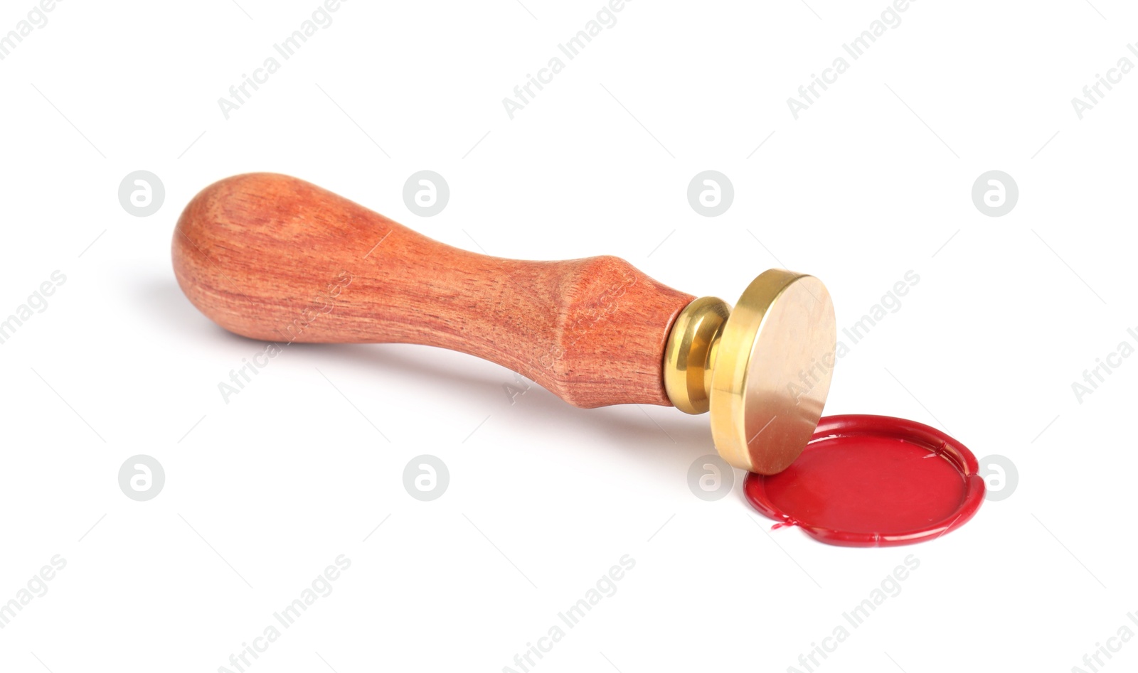 Beautiful wax stamp and red seal isolated on white Photo of Beautiful wax stamp and red seal isolated on white