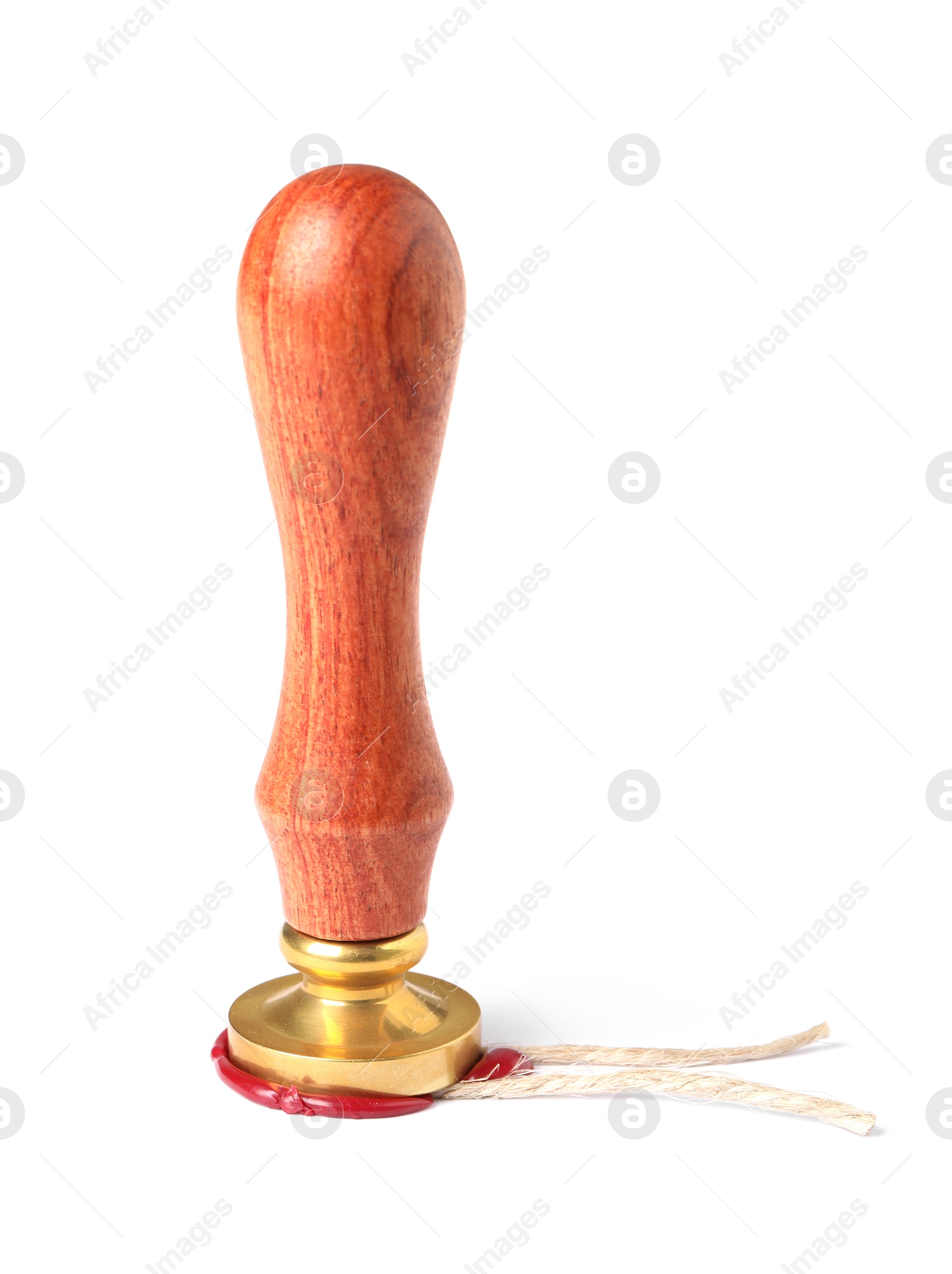 Sealing with wax stamp isolated on white Photo of Sealing with wax stamp isolated on white