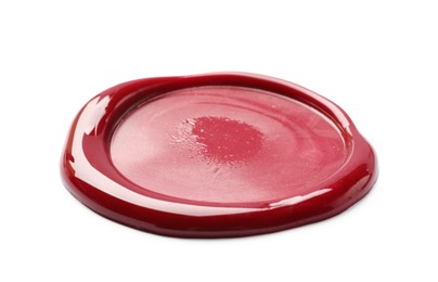 Photo of One red wax seal isolated on white