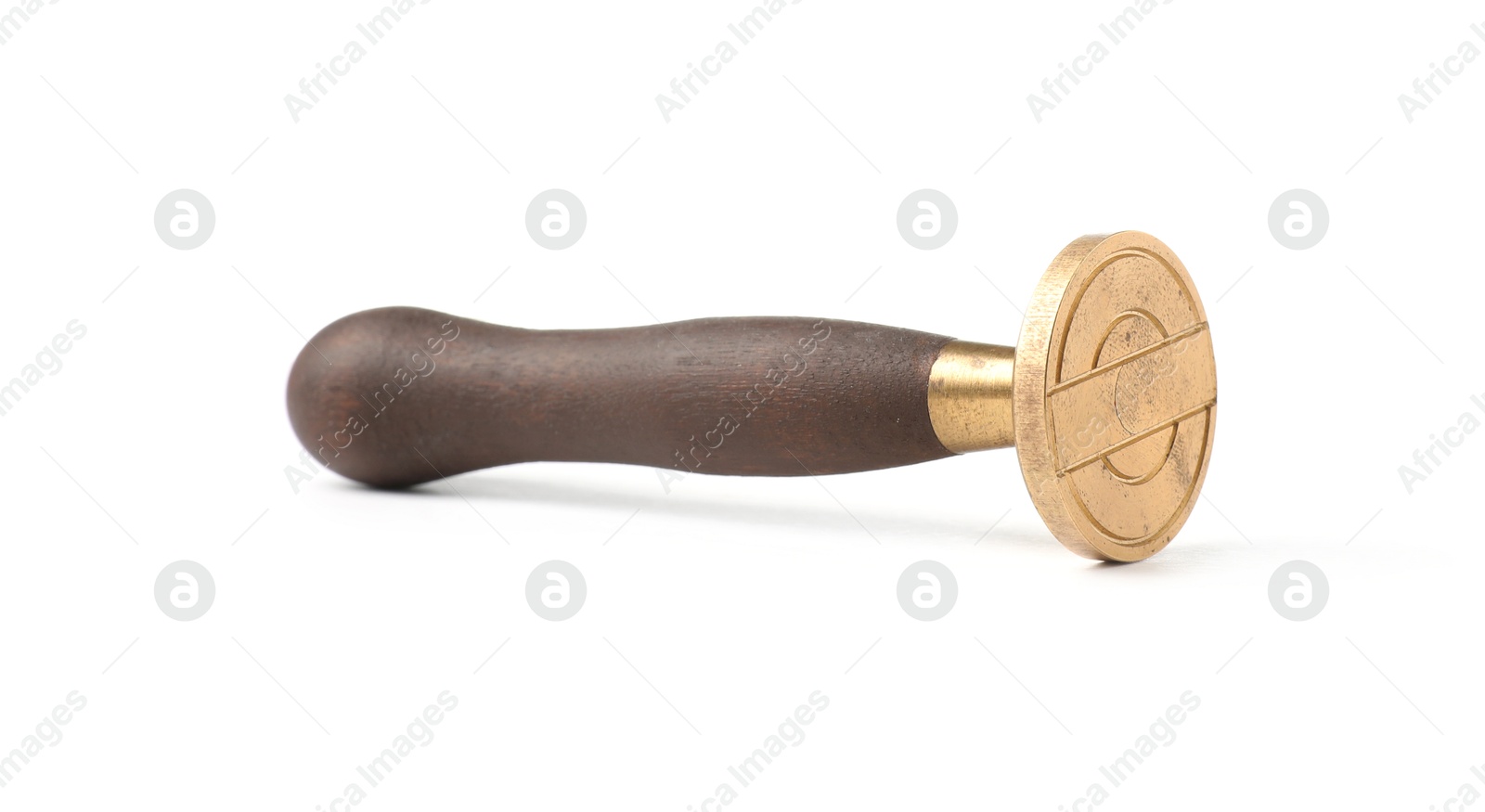 One wax stamp with wooden handle isolated on white Photo of One wax stamp with wooden handle isolated on white