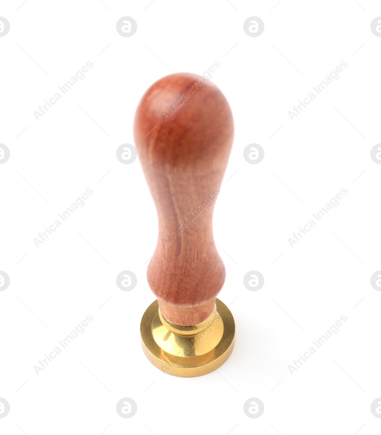 One wax stamp with wooden handle isolated on white Photo of One wax stamp with wooden handle isolated on white
