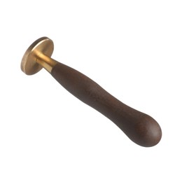 Photo of One wax stamp with wooden handle isolated on white