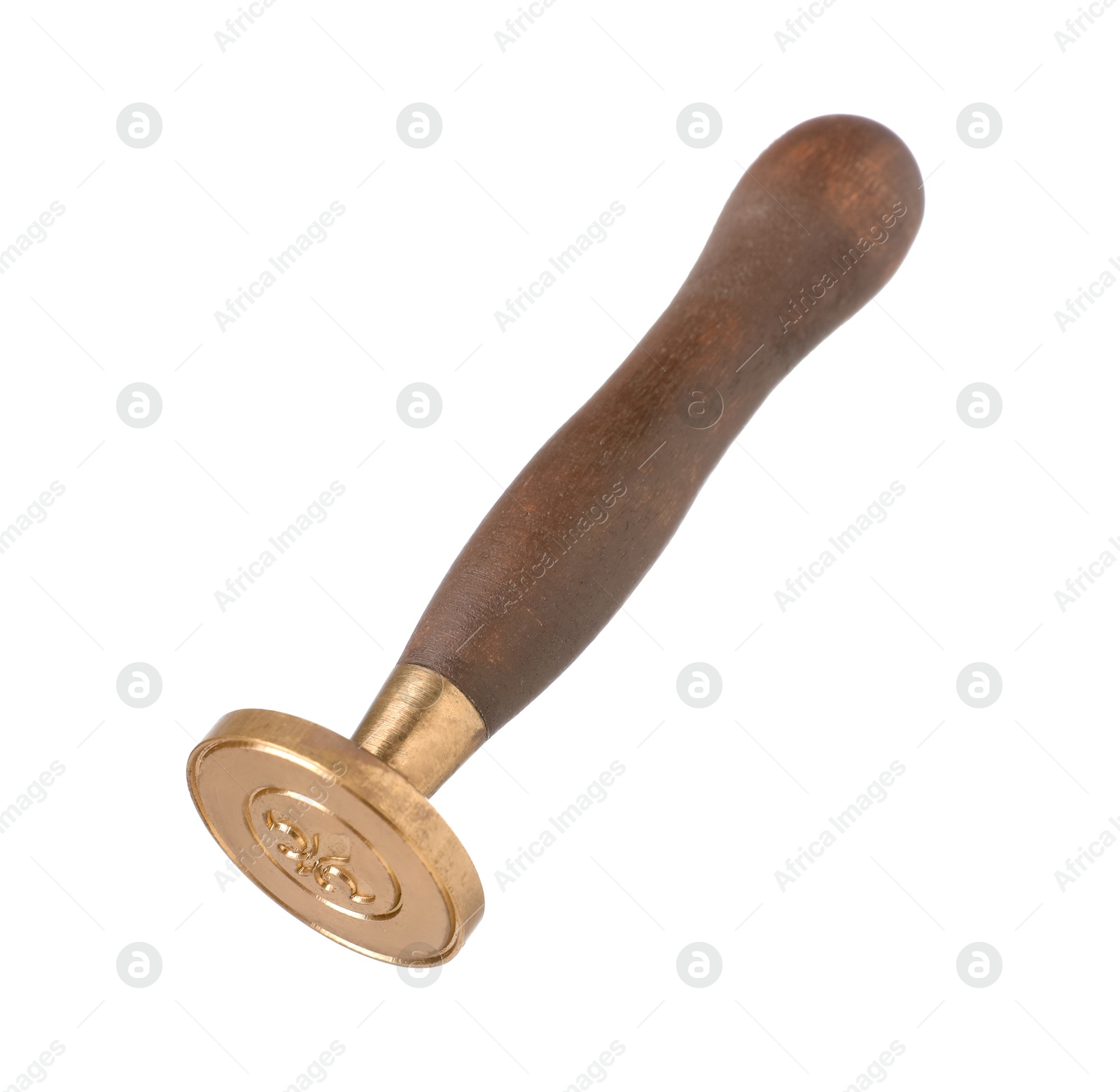 One wax stamp with wooden handle isolated on white Photo of One wax stamp with wooden handle isolated on white