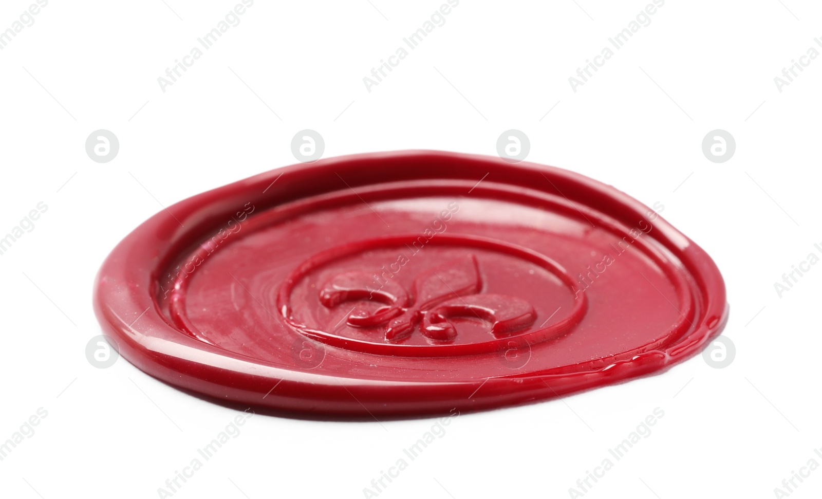 One red wax seal isolated on white Photo of One red wax seal isolated on white