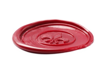 Photo of One red wax seal isolated on white