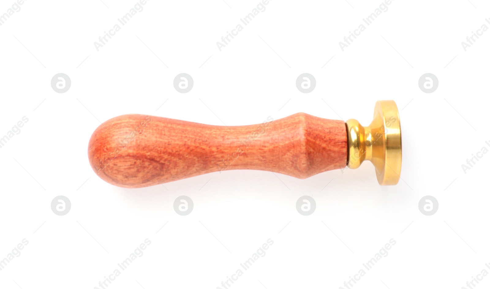 One wax stamp with wooden handle isolated on white, top view Photo of One wax stamp with wooden handle isolated on white, top view
