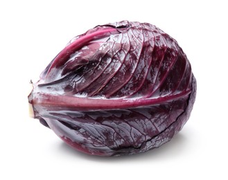 Photo of One fresh red cabbage isolated on white