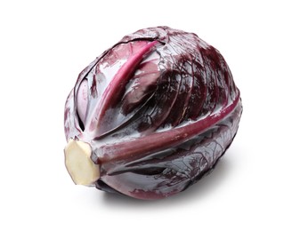 Photo of One fresh red cabbage isolated on white